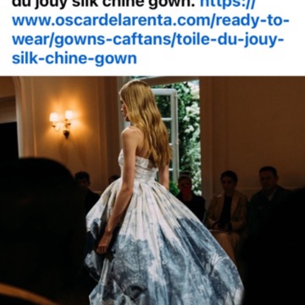 Oscar de la Renta toile du jouy silk chine gown.